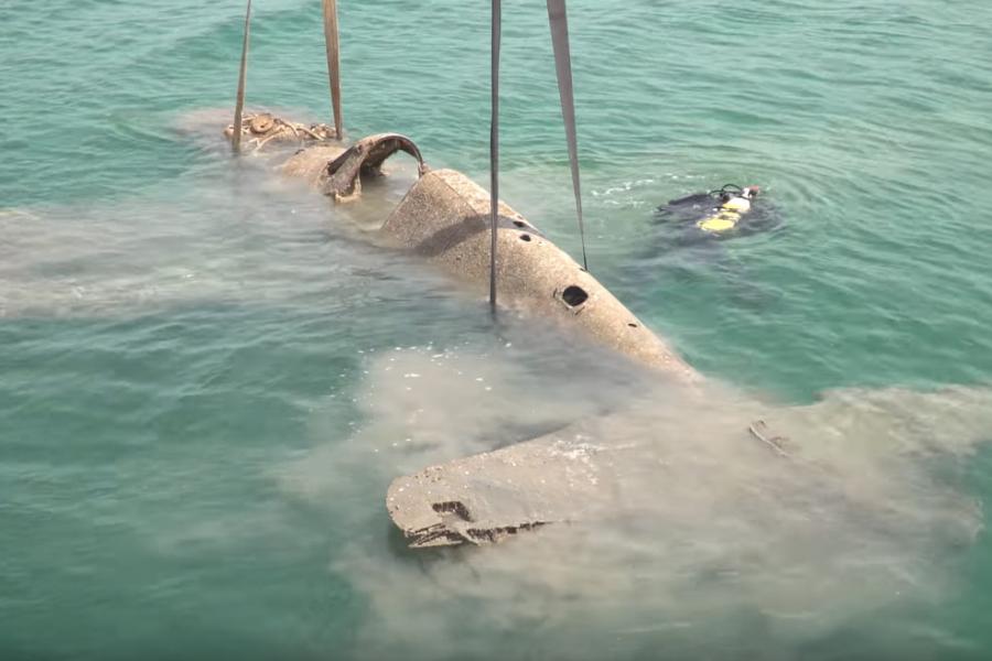 A Us Curtiss P-40 Fighter Plane That Sank In The Kerch Strait Near 